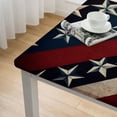 thumbnail image 4 of nygtbtfer Black Red Stripe and Firemen Table ,Fitted Tablecloth for Table Washable Elastic Stretch Patio Tablecloths,Retro USA Flag Wood Grain Table Cloth for Cocktail Wedding, 4 of 7