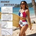 thumbnail image 4 of XYZCANDO Men and Women Matching Swimsuits Beach Outfits for Couples High Waisted Bikini Sets Swim Trunks Hawaiian Outfits Couple Beach Vacation Swimwear Resort Wear, Flag of the Dominican Republic, 4 of 6