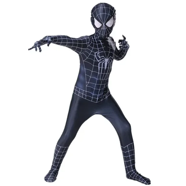 Disfraz de araña negra increíble para cosplay, disfraz de Spiderman Zentai, traje de superhéroe de licra, regalo de Halloween para niños.