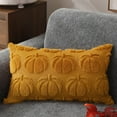 thumbnail image 3 of Fall Pillow Covers 12x20 Set of 2 Fall Decorations Yellow Pumpkin Throw Pillow Cases Soft Plush Faux Fur Wool Couch Cushion Case for Chair Sofa Bedroom Living Room Home Decor PTK012F12, 3 of 10