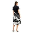 thumbnail image 2 of ALFANI Womens Black Tie Printed Short Sleeve Collared Below The Knee Shirt Dress S, 2 of 2
