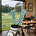 thumbnail image 4 of Golf Head Covers for Woods and Driver Fairway Hybrid Funny PU Leather Golf Club Head Covers for Women Men Golf Accessories for Halloween Christmas Birthday Present,Deep Green Checkered, 4 of 6