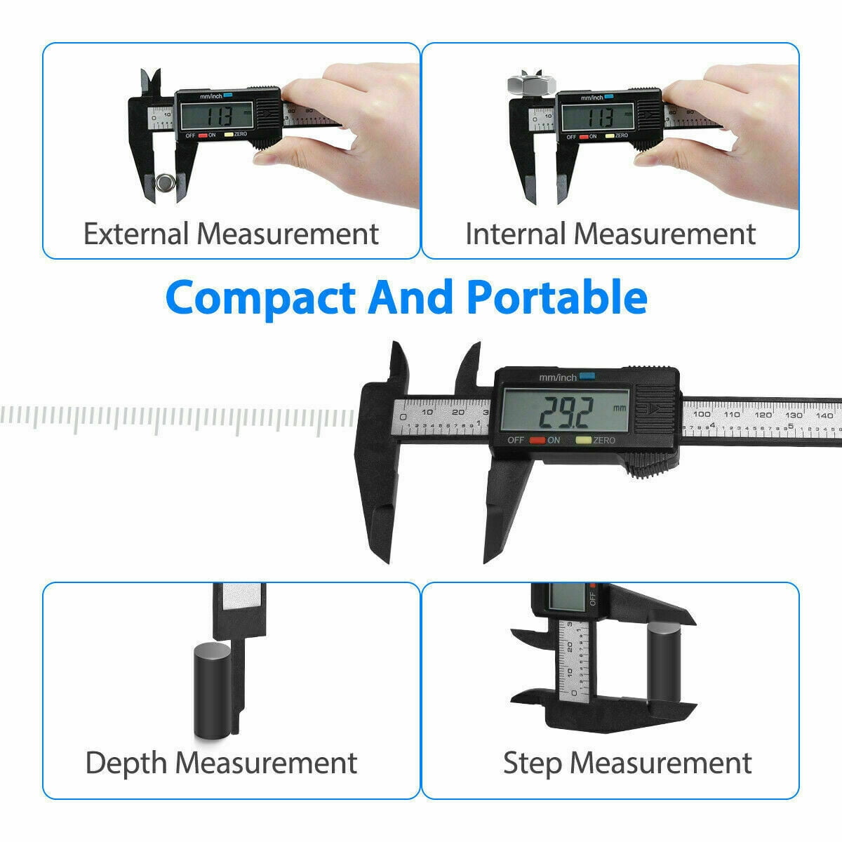 6' 150mm Carbin Fiber Electronic Digital Vernier Caliper Micrometer Guage LCD