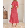 thumbnail image 4 of Vestido midi ZESICA casual de verano de manga corta con cuello en V para mujer, 4 of 9