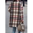 thumbnail image 3 of Plus Size Plaid Shacket Oversized Long Sleeve Button Down Boyfriend Shirts Casual Plaid Shacket Jacket Coats 3X Black, 3 of 11