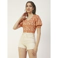 thumbnail image 3 of Moomaya Printed Viscose Rayon Top, V Neck Short Sleeves Summer Top For Women, 3 of 8