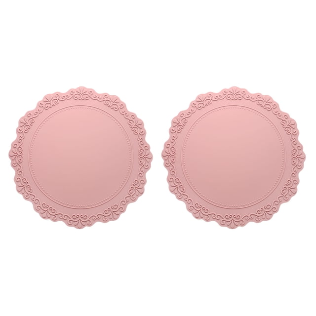 Juego de 2 manteles de silicona redondos Uxcell, manteles de 14" para mesa de comedor, resistentes al calor, impermeables y a prueba de aceite, manteles de cocina, rosa