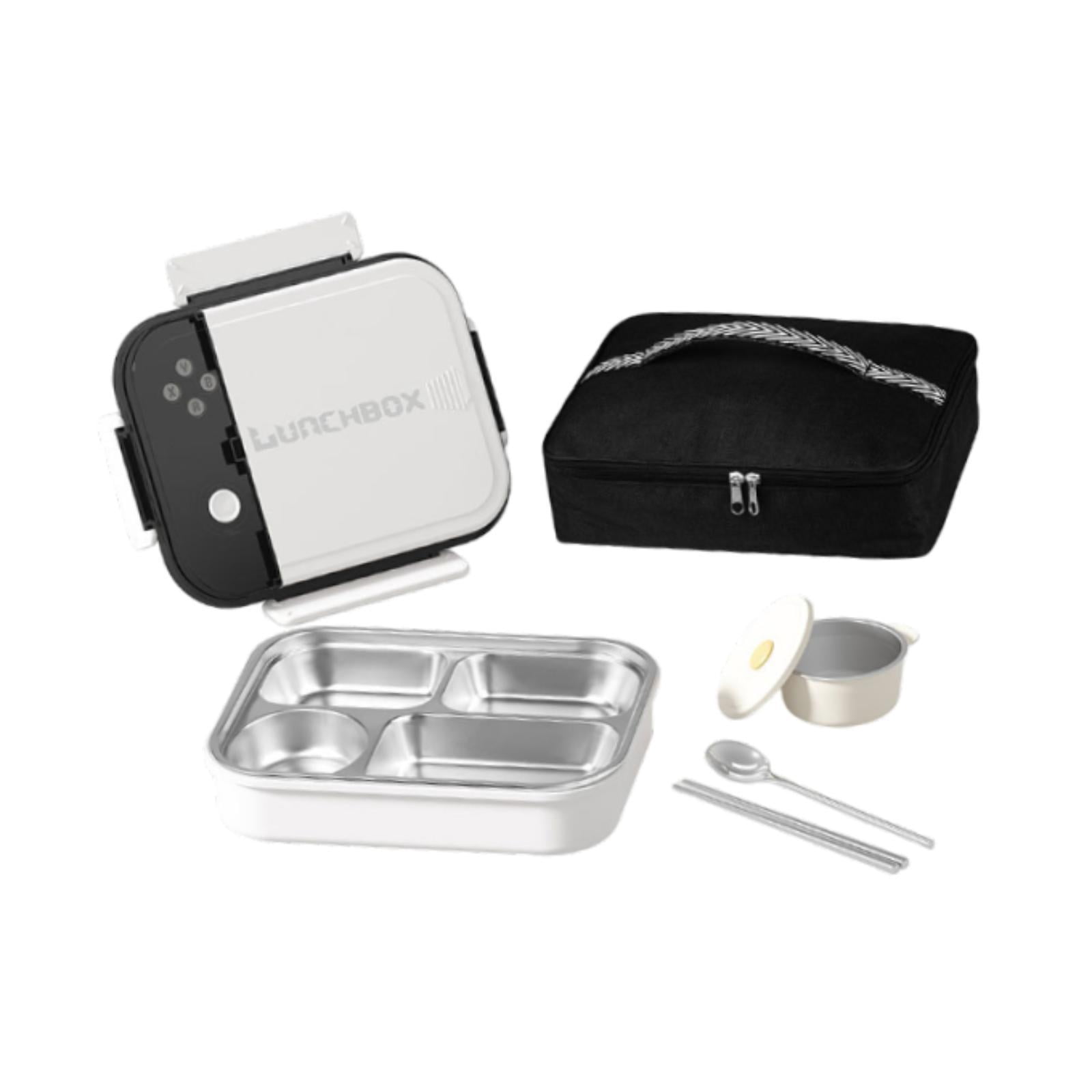 Fiocias Thermal Bento Box 4 Sided Lock Storage Case Bag Food Container for Office Work H white
