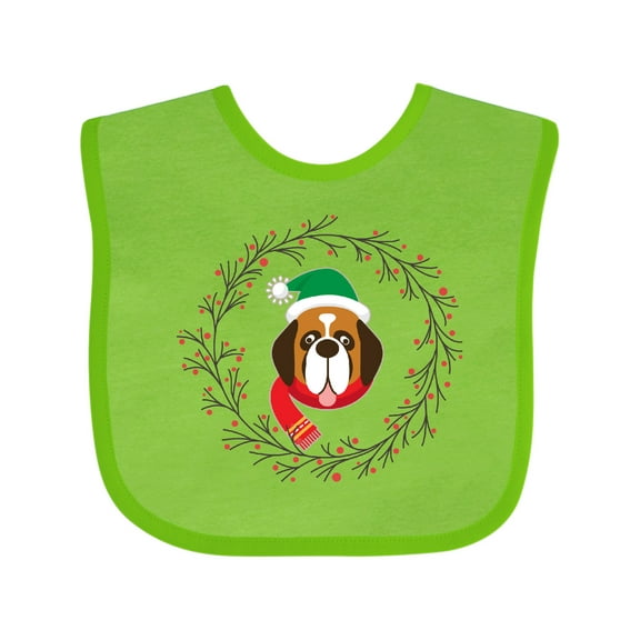 Inktastic St Bernard Dog Christmas Holiday Wreath Boys or Girls Baby Bib