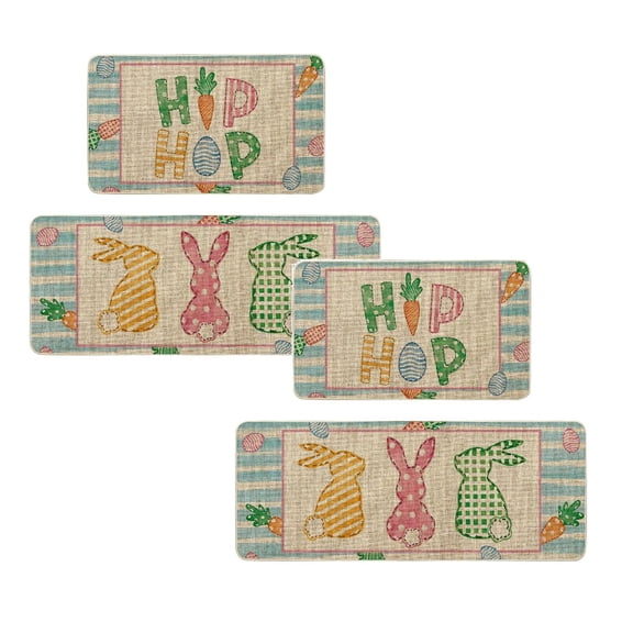 2Pcs Easter Decorations Easter Kitchen Rugs And Mats Set Of 2 Cushioned Anti Fatigue Kitchen Floor Mat Non Slip Waterproof Kitchen Rug Set Comfort Standing Mats Carpet