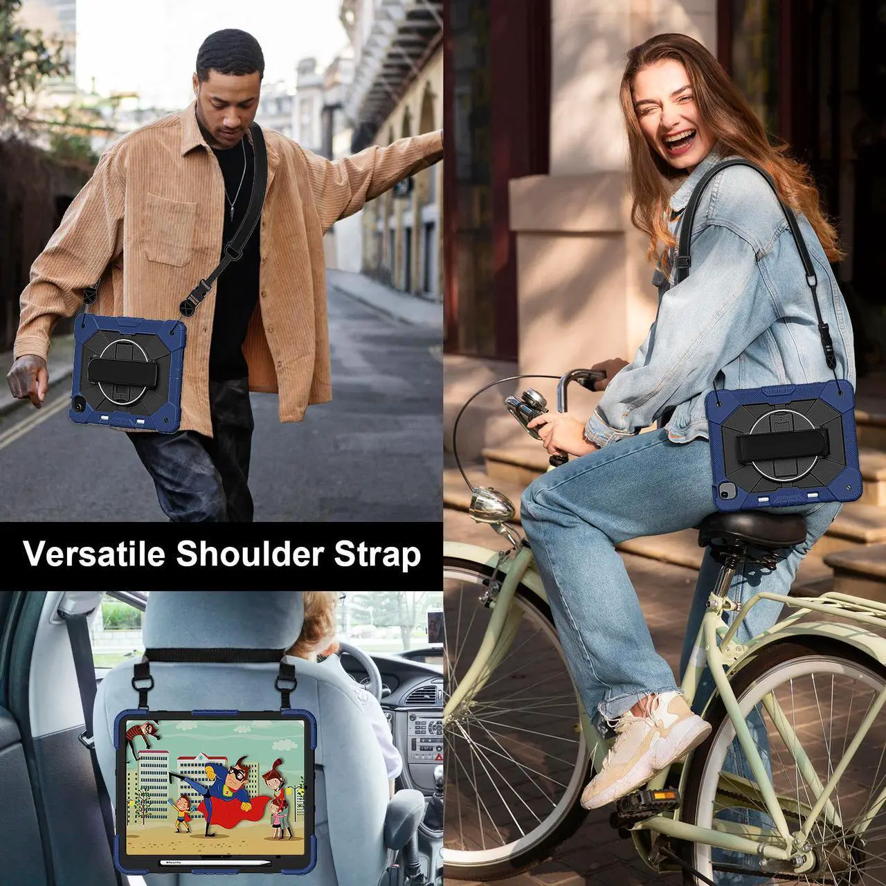 Case for iPad Air 13 Inch M3/M2 2025/2024 with Rotating Stand Pencil Holder Hand/Shoulder Strap, Heavy Duty Shockproof Protective Cover