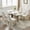 Beige, variant on Set of 4 Rayon Cloth Flocking Chenille Dining Chairs Channel Kitchen Dinner Chair Comfy Fabric Upholstered Accent Chair for Dining Room with Golden Stainless Steel Plating Legs (Beige)