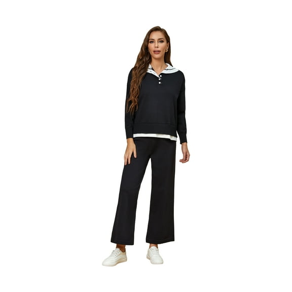 Richie House Women's Open Front Solid Blazer Casual Two Piece Pants Set Outfits RHW4073-A-L