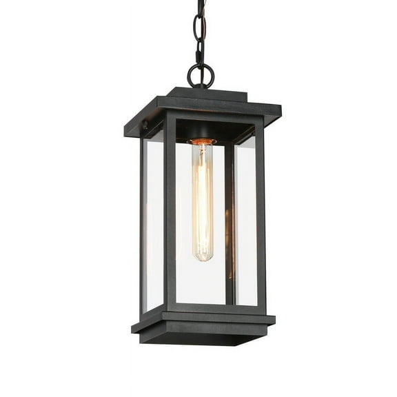 LNC Matte Black Pendant Light with Clear Glass, Transitional Light for Outdoor Location