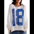 thumbnail image 1 of Camiseta con Gráfico de Números para Mujer, Sudadera de Larga con Cuello Redondo, Suéteres Extragrandes. M, 1 of 7
