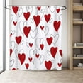 thumbnail image 6 of Red Heart Shower Curtain, Polka Dot Sweethearts Love Valentine''s Day Line Heart Bathroom Fabric Shower Curtain Sets for Bathroom with 12 Hooks 72"x72" Love Heart Shower Curtain Sets, 6 of 7