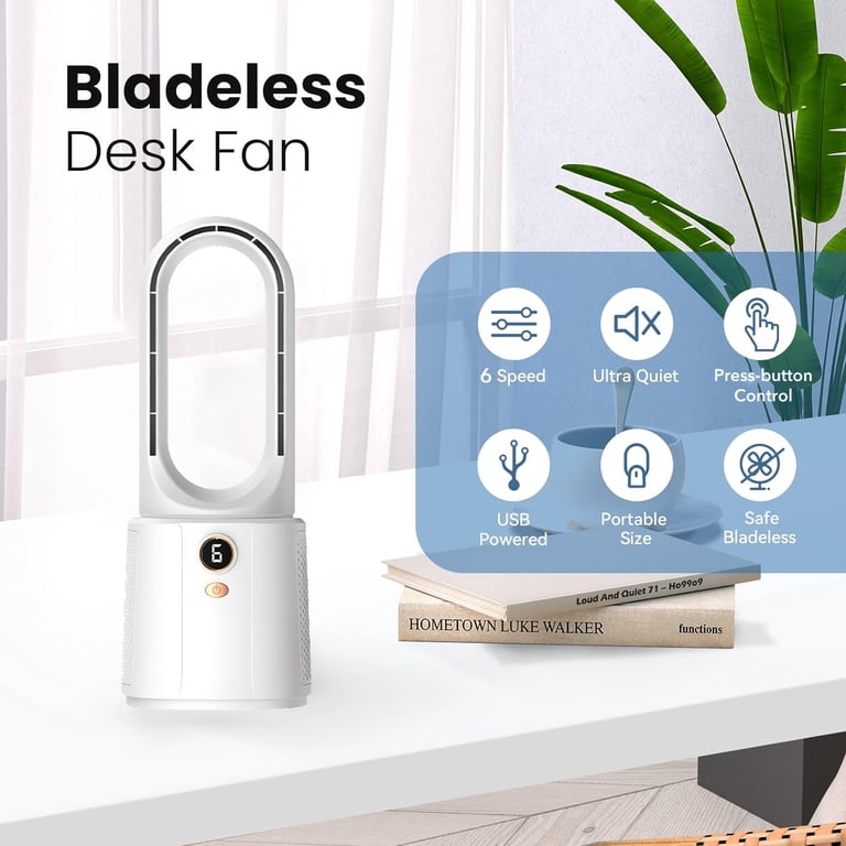 Bladeless Desk Fan, Rechargeable, 6 Modes photo 3