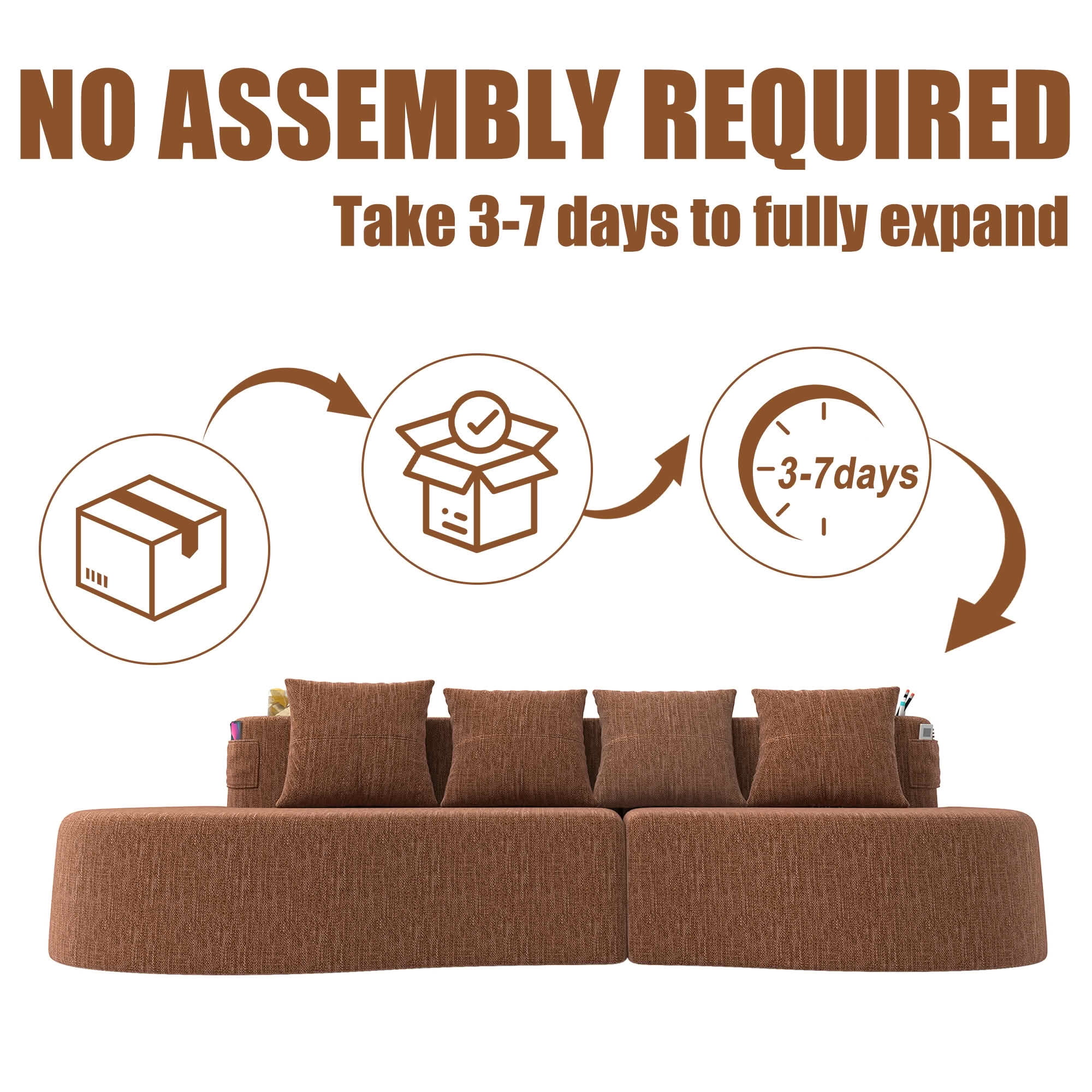 MAYEERTY Curved 3-Seat Modular Sectional Sofa, Minimalist Half Moon Chenille Couch for Living Room & Apartment