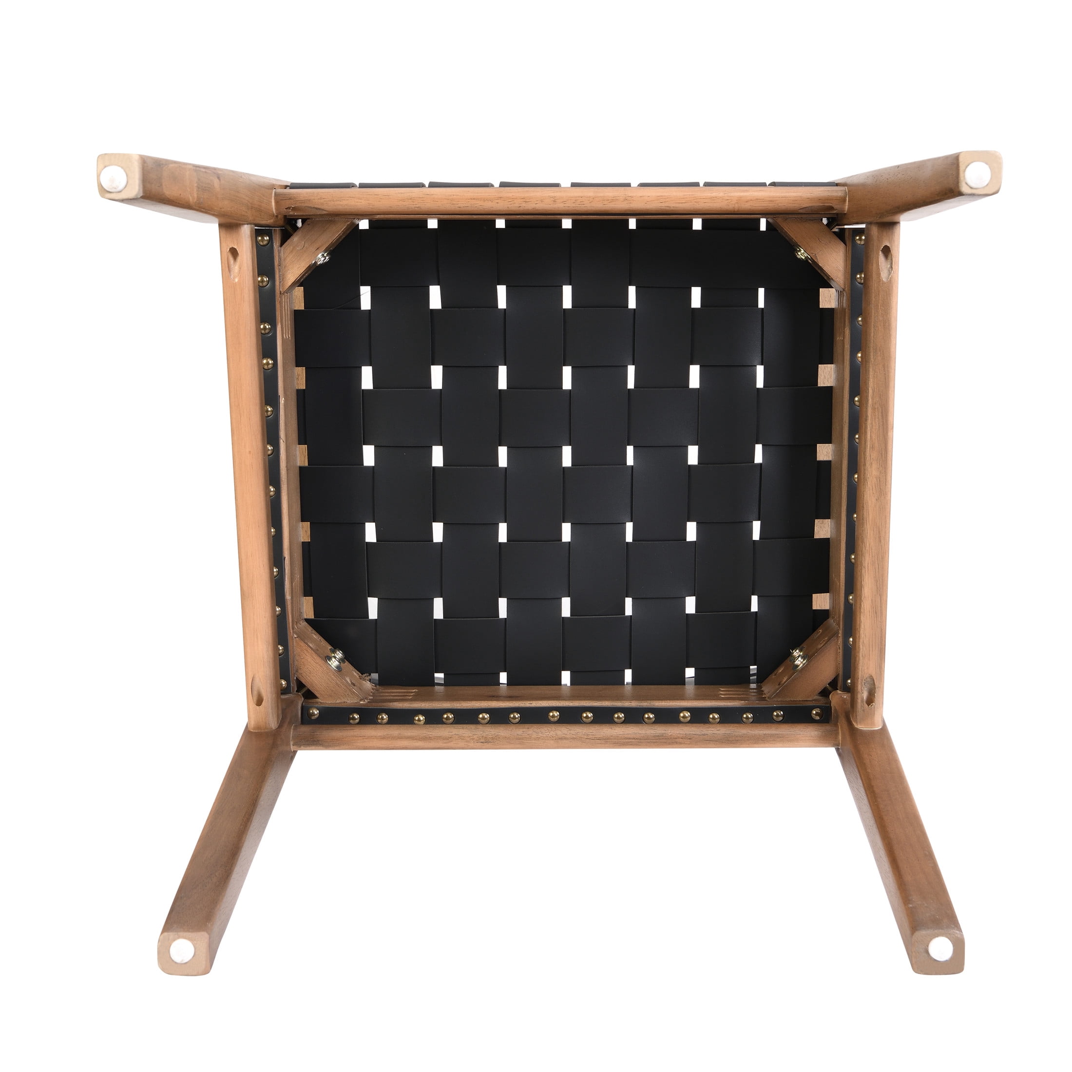 Modern Dining Chairs with Rubberwood Frame and PU Leather Upholstery, Walnut+Black, Set of 2