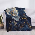 thumbnail image 4 of Throw Blanket for Couch Sofa and Bed, Blue Golden Dream Lotus Soft Plush Throw Blanket, Fuzzy Cuteness Comfy Warm Washable Flannel Blanket Throws for All Season, 4 of 8