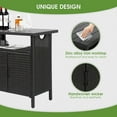 thumbnail image 3 of HOMEFUN Outdoor Bar Table Featuring Storage Cabinet: Wheeled Patio Serving Carts, Wicker Grill Cart Prep Station & Rolling Kitchen Island for Patio, Backyard and Outside Use, in Black, 3 of 7