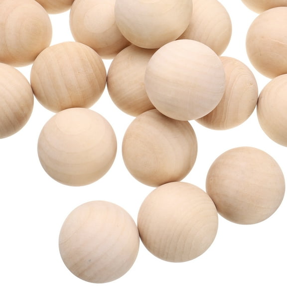 15 Pack Round Wood Balls 40mm Diameter Unfinished Solid Wooden Beads