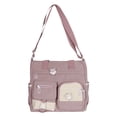 thumbnail image 3 of Faraee Cute Messenger Bag Womens Canvas Shoulder Crossbody Purse Multi Pockets Top Handle Satchel Casual College School Handbag Purple, 3 of 5