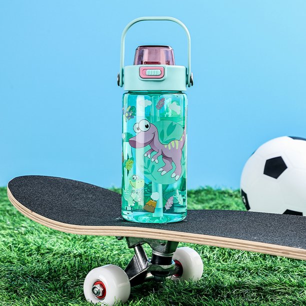 Botella de agua bonita para niños de 600ml con pajita, botella de agua de plástico portátil a prueba de fugas para exteriores, taza de agua para niños de verano, artículos para beber para estudiantes