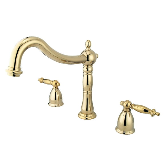 Kingston Brass KS1342TL Heritage Two-Handle Deck Mount Roman Tub Faucet, Polished Brass