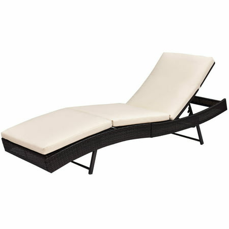 Gymax Outdoor Patio Adjustable Sun Bed Wicker Lounge