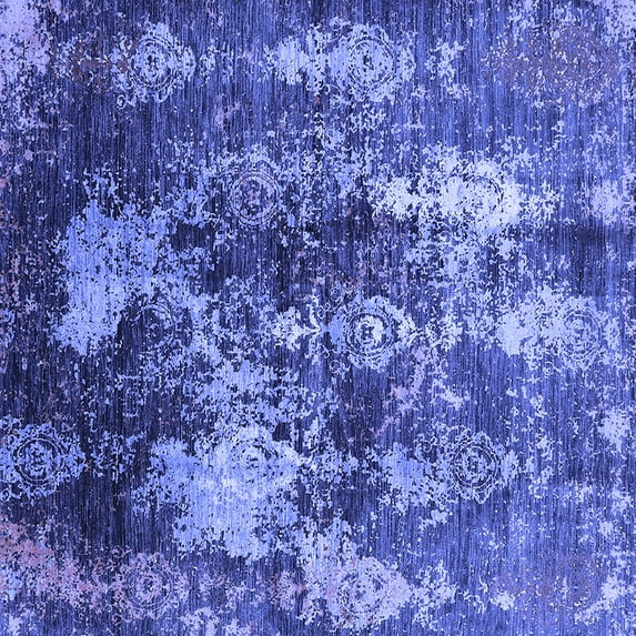 Ahgly Company Indoor Square Oriental Blue Industrial Area Rugs, 6' Square