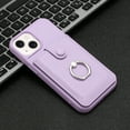 thumbnail image 6 of Compatible with iPhone 13 Wallet Phone Case,360°Rotation Finger Ring Holder Kickstand,with Card Holder,Lychee Pattern PU Leather Durable Shockproof Rugged Phone Case,Purple, 6 of 12