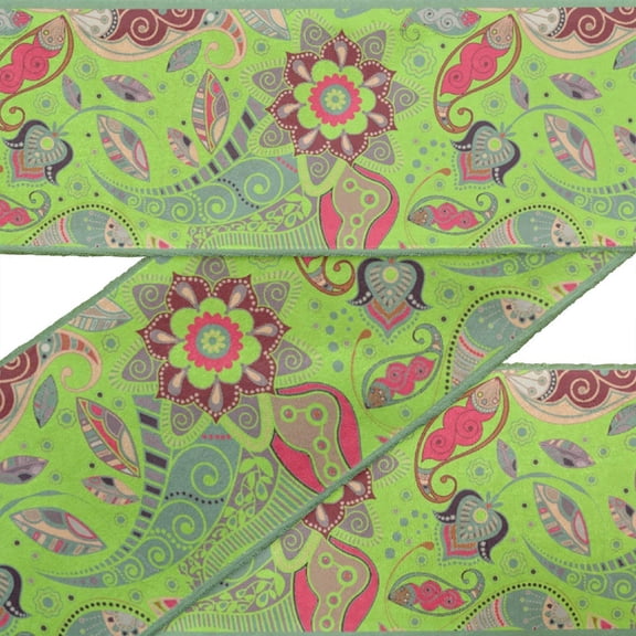 IBA Indianbeautifulart Black Floral & Paisley Fabric Laces For Crafts Printed Velvet Trim Fabric Sewing Border Ribbon Trims 9 Yards 3 Inches