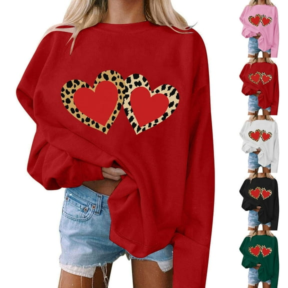 Nmnitkp Womens Oversized Sweatshirts Hoodless Fleece Crewneck Sweaters Casual Tops Comfy Fall Fashion Outfits Winter Clothes 2025 Red,L