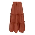 thumbnail image 5 of Riforla Women's Fashion Casual High Waisted MIDI Boho Style Pleated Skirt Womens Skirts Brick Red M, 5 of 5