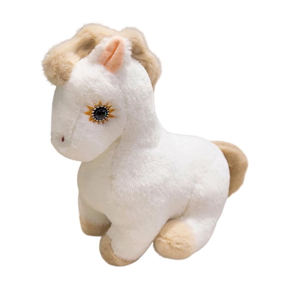 Twfbrm Horse Stuffed Animal Toys, 9" Fluffy Horse Plush Doll with Comfy Fabric and Stuffing, Soft and Cute Chinese Zodiac Horse Plushies Small Pony Toys Bedtime Companions for Couch Sofa Bed(White)