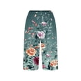 thumbnail image 5 of SOOMLON Bermuda Shorts for Women Plus Size Elastic Waist Long Shorts Button Floral Shorts with Pockets Vacation Bottoms, 5 of 5