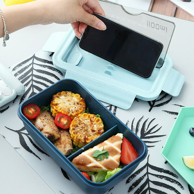 1PC bento snack box, small and adult snack container, reusable 4-compartment  food snack container, suitable for work, school, travel, picnics,  microwave, and dishwasher