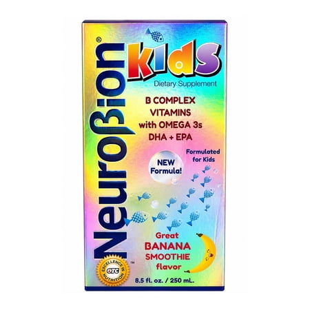 Neurobion Kids Liquid Multivitamin Syrup, B Complex Vitamins with Omega 3 DHA & EPA, Banana Smoothie Flavor, Children’s Dietary Supplement for Kids 4+ Years, 8.5 fl oz
