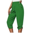 thumbnail image 2 of Binmer Womens Capris Plus Size with Pockets Women's Fashion Casual Loose Soft Solid Color Mid Waist Thin Lace Up Pants, 2 of 9