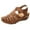 Brown, variant on Women Summer Fashion Casual Sandals Bohemia Gladiator Wedge Flat Slides Solid Color Loophole Comfortable Ankle Strap Outdoor Shoes