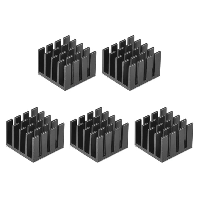 Unique Bargains Radiateurs Électroniques Thermocollants en Aluminium 14x14x10 mm Noirs 5 Pcs