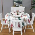 thumbnail image 2 of Multicolor Christmas Tree Pattern Round Tablecloth 60"x60",Wrinkle Wipeable Table Cloth for Kitchen Dining Room Picnic Patio Party, 2 of 6