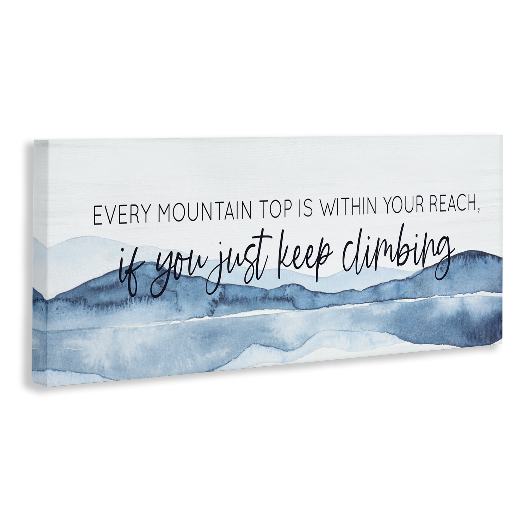 Stupell Industries Mountain Within Reach Text & Numbers Painting Wrapped Canvas Art Print Wall Art, 24 x 10