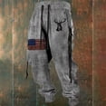 thumbnail image 2 of Bibifish Mens Fall Casual Graphic Print Drawstring Elastic Jogger Pants Retro Washed Outdoor Travel And Sports Sweatpants With Belt Design, 2 of 3