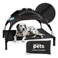 thumbnail image 1 of Cama Elevada para Perro con Malla Transpirable y Toldo, Catre de Mascotas Esquimal (Negro, 129x91x97 cm), 1 of 7