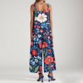 thumbnail image 5 of Womens Rompers and Jumpsuits, Festive Independence Day Print Jumpsuit Autumn Layering Essential Women's Retro Pumpkin Patch Outfit Adjustable Strap Overalls Vintage Loose Fit Blue Xxl, 5 of 5