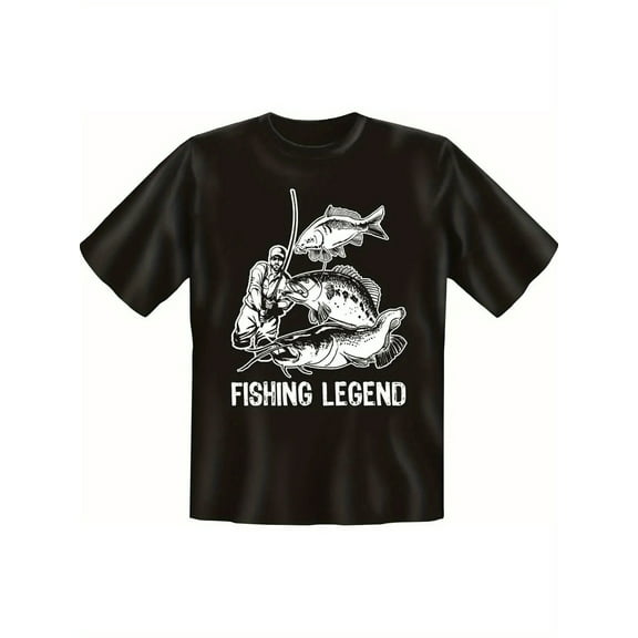 Men's Fishing Legend T-Shirt | 100% Cotton | Casual O-Neck | Short Sleeve | Bold Graphic Print | Machine Washable & Dry Clean Safe | Multi-Size S-3XL | All-Season Comfort, Casual Wear | Oneck Tshirt