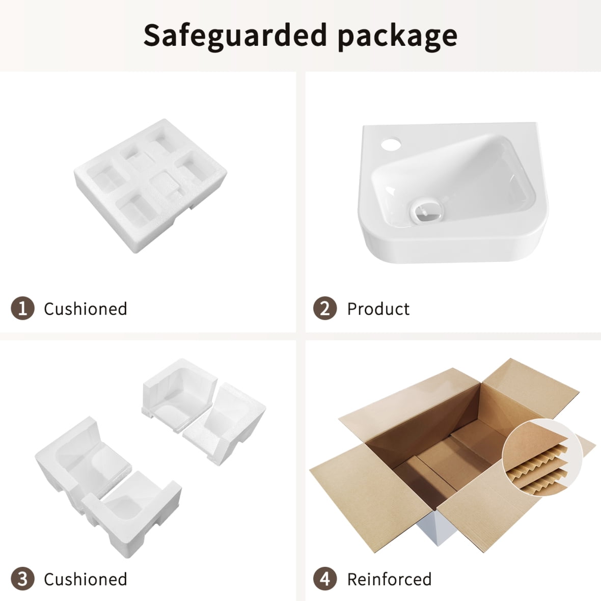 Wall Mounted Bathroom Sink 14" x 10" Rectangle Vessel Sink for Small Modern Bathrooms White Ceramic Vanity Sink with Drain Opening