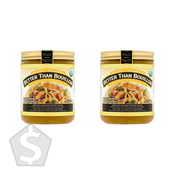 Better Than Bouillon Organic Chicken Base, 597 g (Pack of 2), Concentrated Chicken Broth Paste, 1.19 kg Total